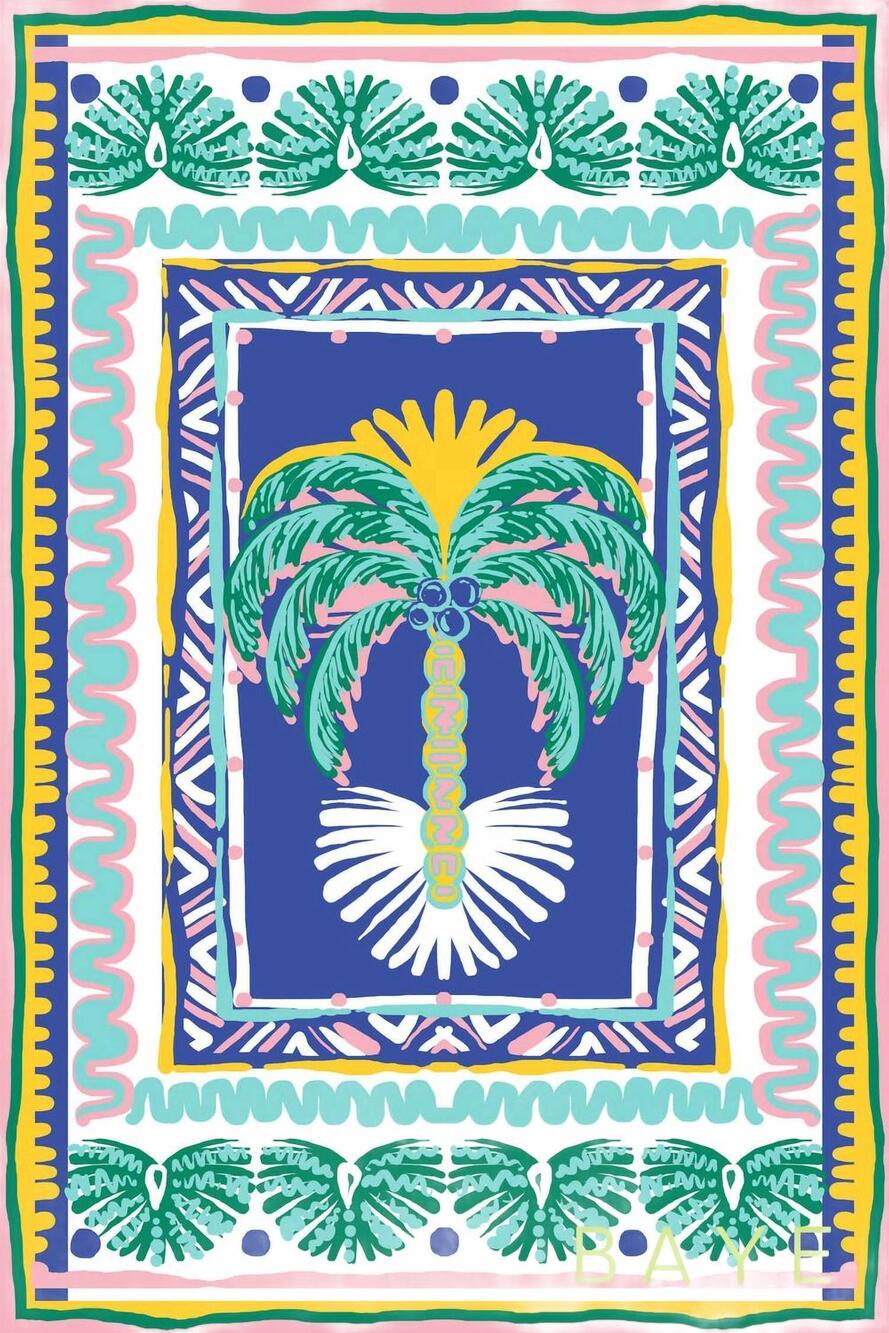 NEW BAYE LONDON women's multi-way cover up sarong in blue palm